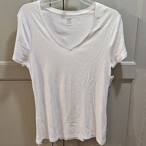 NWT - Women’s White Short Sleeve Fitted Tank Top - Sz XL
